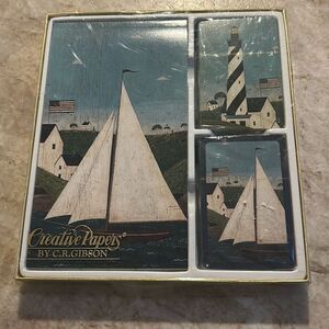 C R GIBSON Vintage Sailboat Card Set